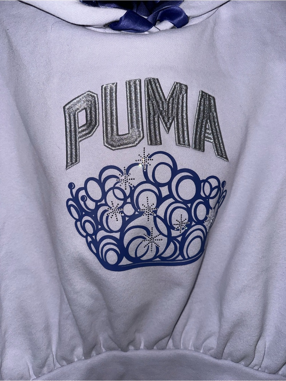 Puma Lavender Relaxed Cropped Pullover Hoodie with Purple Drawstrings Wicked - Picture 10 of 13